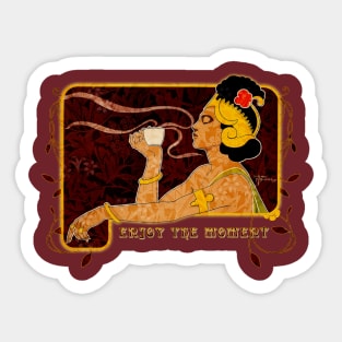 Woman Enjoying Coffee Sticker